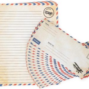 60 Pack Airmail Paper and Envelopes Set -Airmail Writing Paper and Envelopes- Blue Airmail Paper and Airmail Envelopes for Invitations, Love Letters, Letters to Troops, Christmas Letter- 8.5 x 11 inch