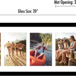Americanflat 8×20 Collage Picture Frame with Shatter-Resistant Glass – Fits Four 4×6 Photos or One 8×20 Picture – Signature Collection – Photo Frame for Wall Display – Black