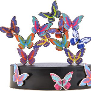 PowerTRC Toy Magnetic Desktop Sculpture (Butterflies) | Mini Magnetic Art Decoration for Desktop | Fun Stress Relief Office Gift