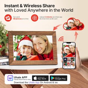 Uhale Digital Photo Frame 32GB Storage 10.1 Inch WiFi Electronic Picture Frame Desktop IPS Touch Screen HD Display SD Card Slot Auto-Rotate Slideshow Share Videos Photos Send Wishes Remotely